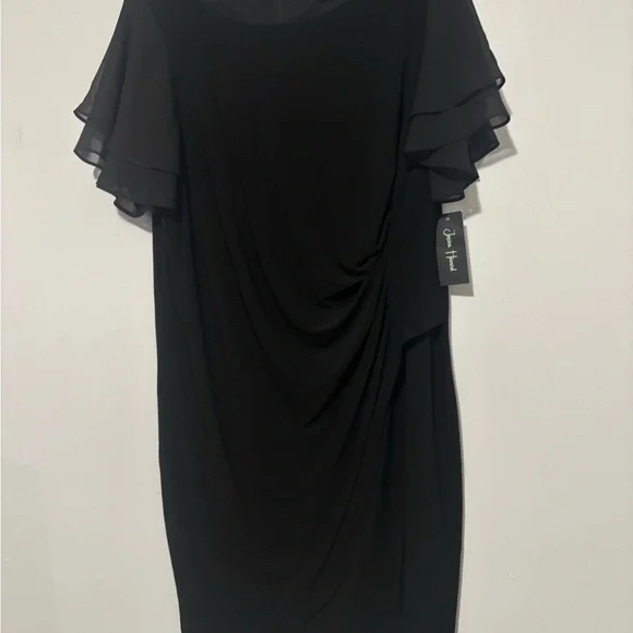 Jessica Howard Black Midi Dress with Ruffle Sleeves - Picture 2 of 3